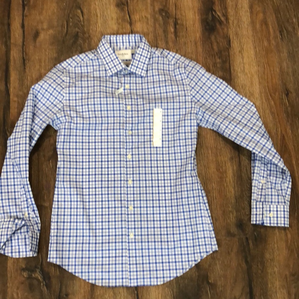 Medium slim fit stretch Blue plaid Long sleeve